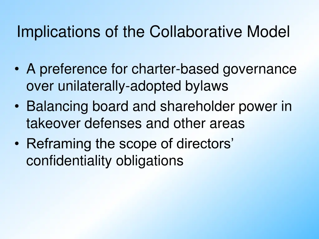 implications of the collaborative model