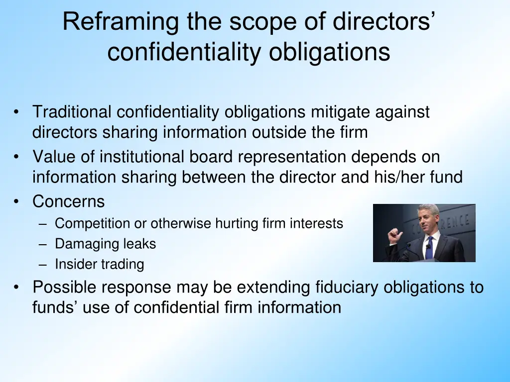 reframing the scope of directors confidentiality