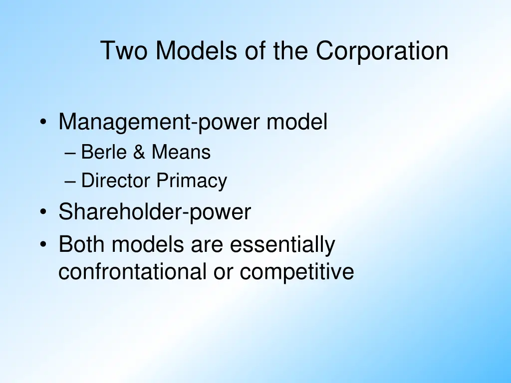 two models of the corporation