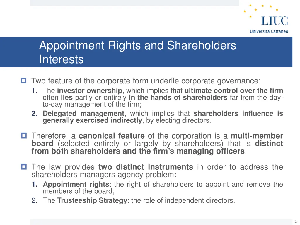 appointment rights and shareholders interests