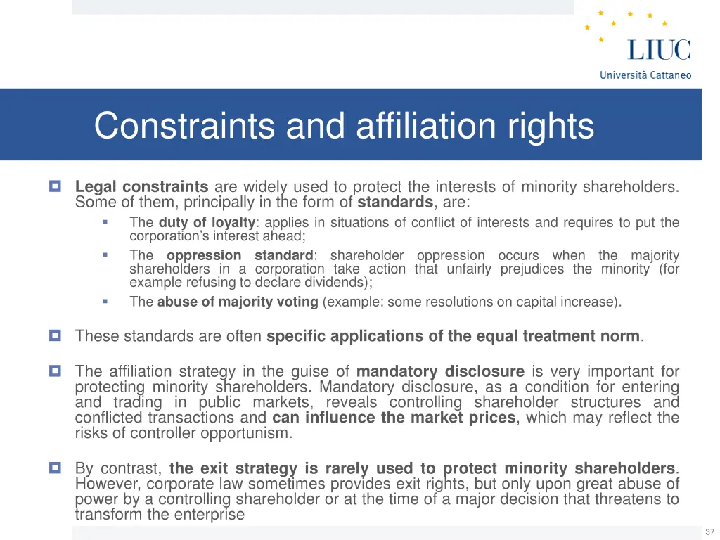 constraints and affiliation rights