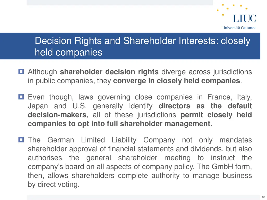 decision rights and shareholder interests closely