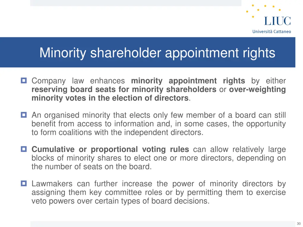 minority shareholder appointment rights