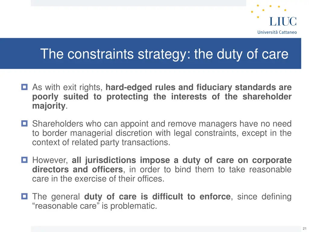 the constraints strategy the duty of care