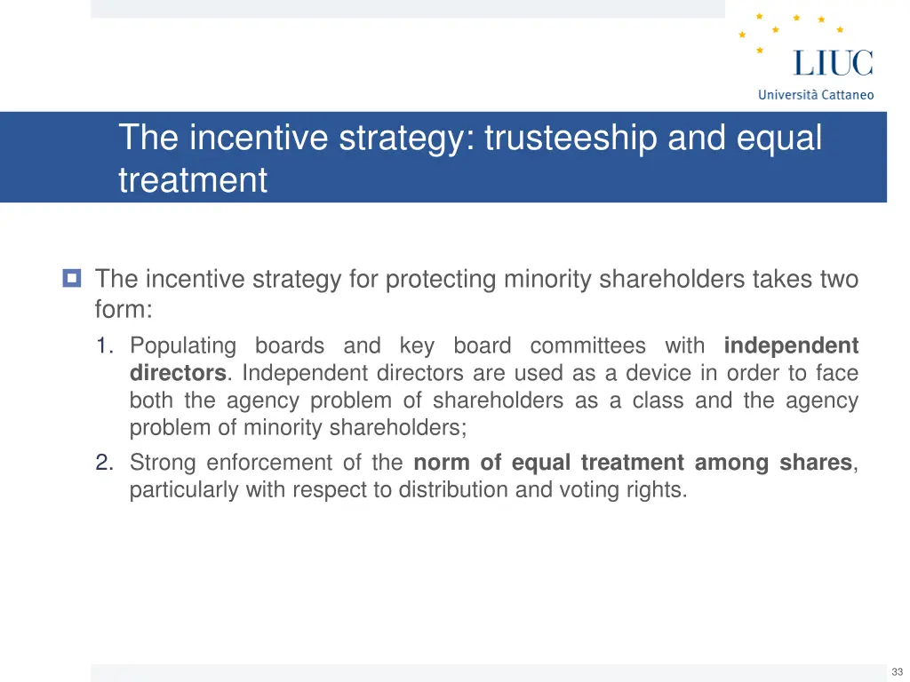 the incentive strategy trusteeship and equal