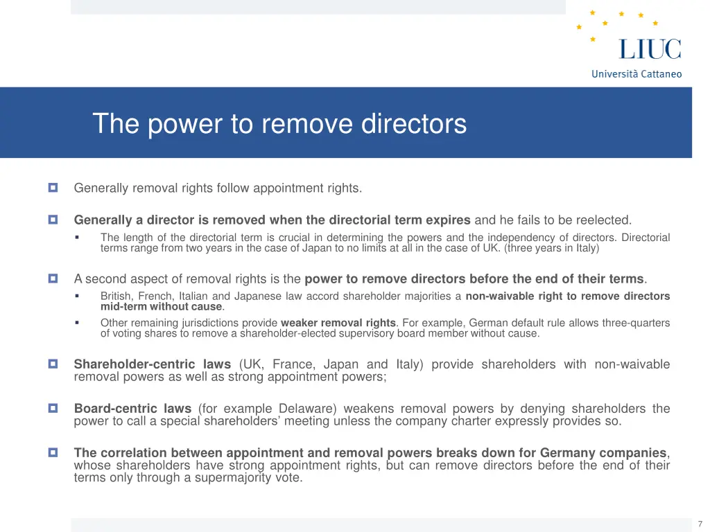 the power to remove directors