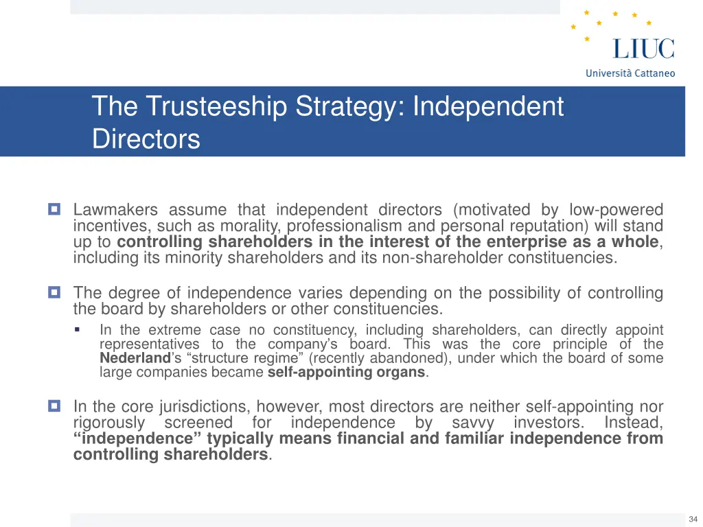 the trusteeship strategy independent directors