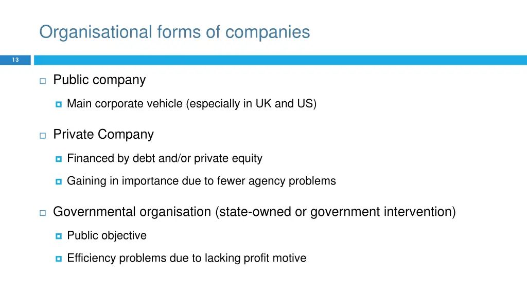 organisational forms of companies