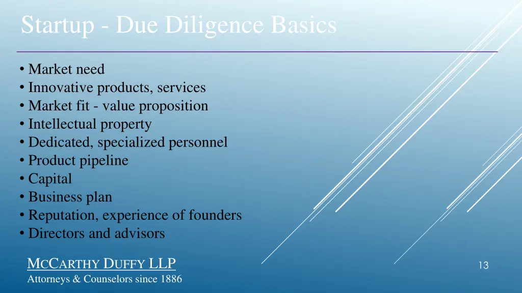 startup due diligence basics