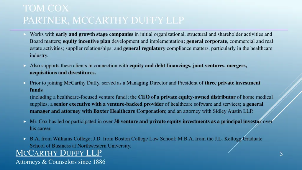 tom cox partner mccarthy duffy llp