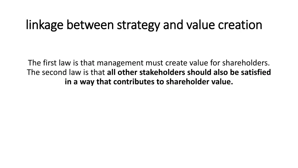 linkage between strategy and value creation