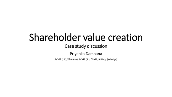 shareholder value creation shareholder value