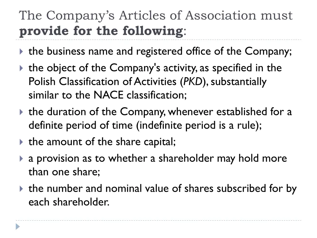 the company s articles of association must