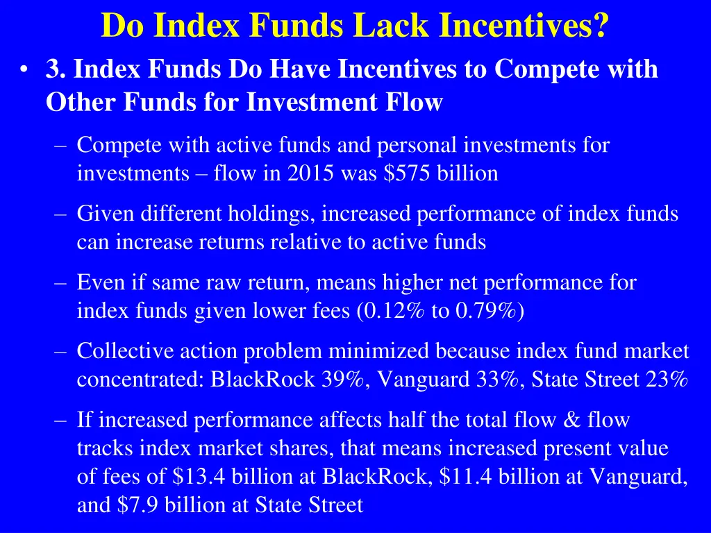 do index funds lack incentives 3 index funds