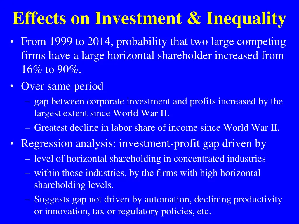 effects on investment inequality