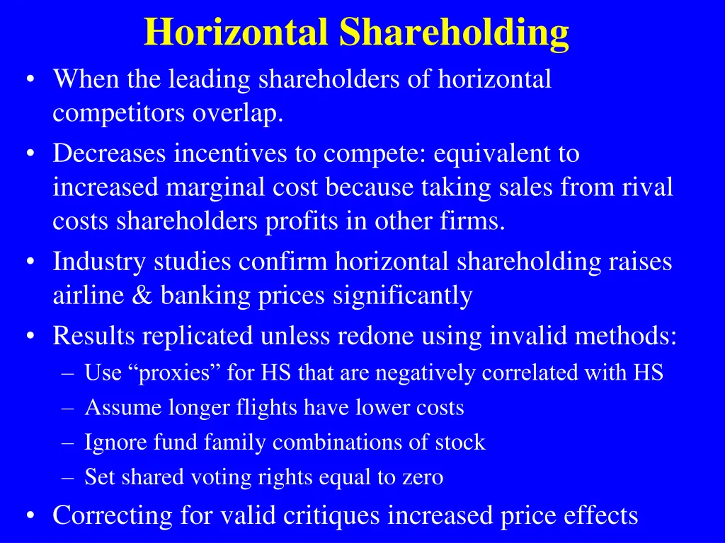 horizontal shareholding when the leading