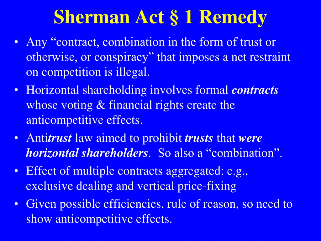 sherman act 1 remedy