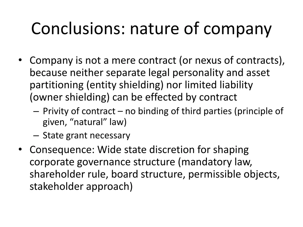 conclusions nature of company