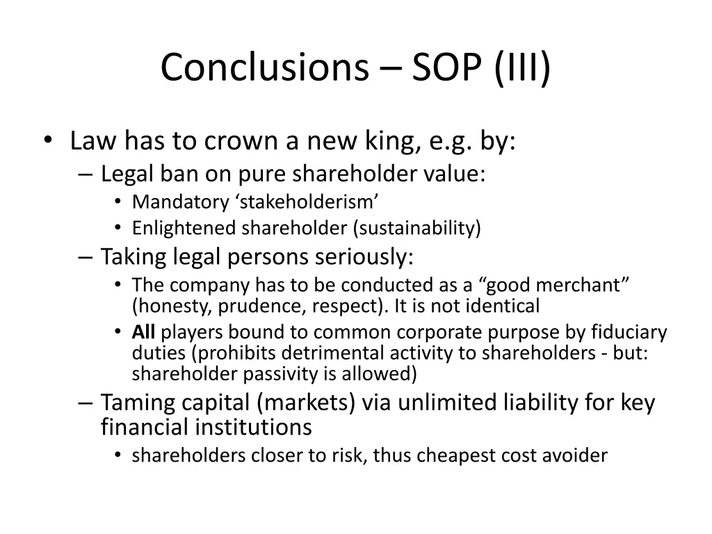 conclusions sop iii