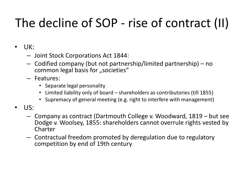 the decline of sop rise of contract ii