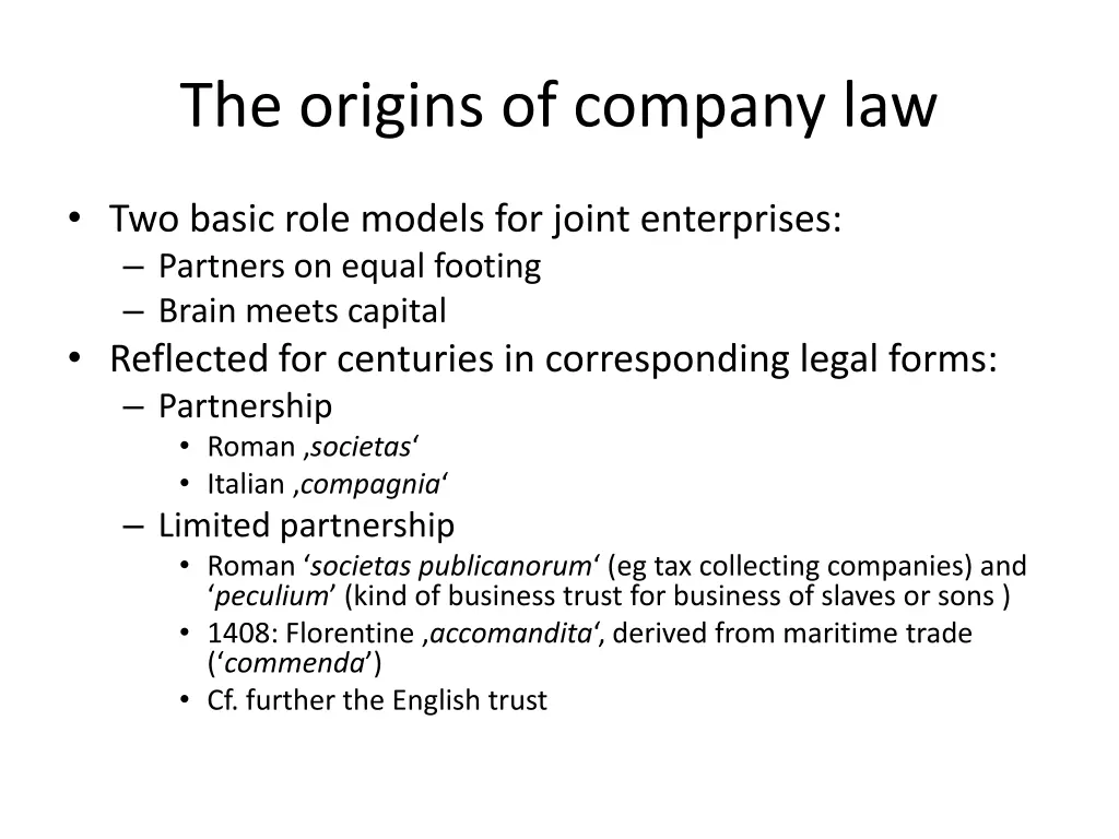 the origins of company law