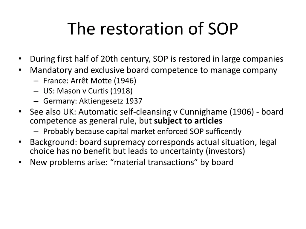 the restoration of sop