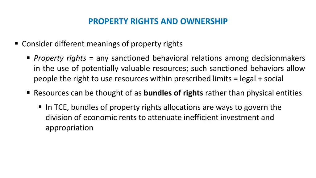 property rights and ownership