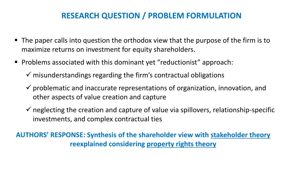 research question problem formulation