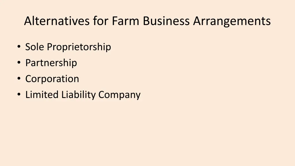 alternatives for farm business arrangements