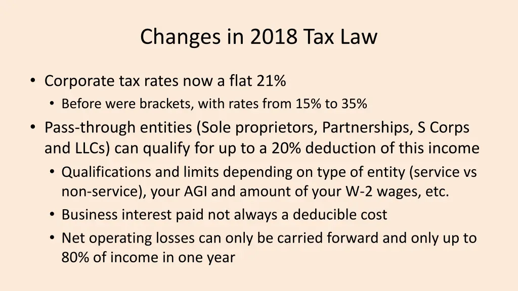 changes in 2018 tax law