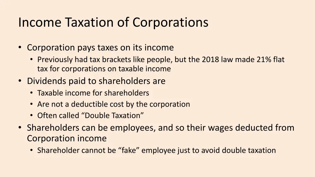 income taxation of corporations