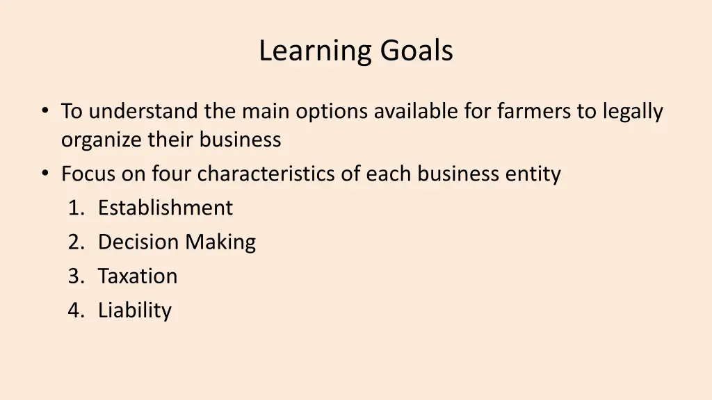 learning goals