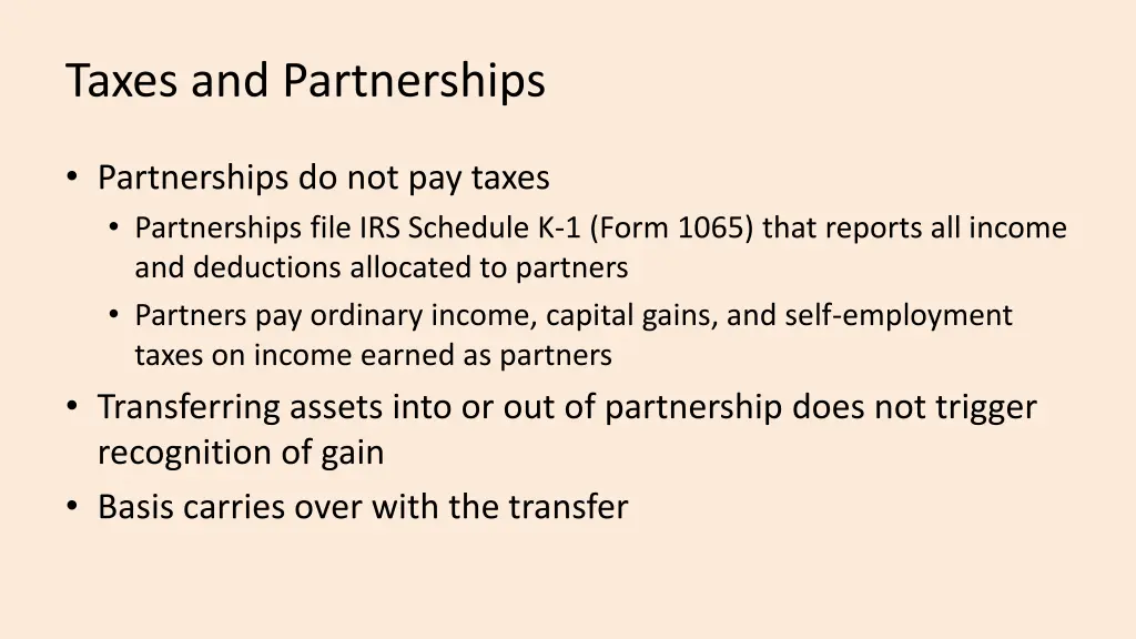 taxes and partnerships