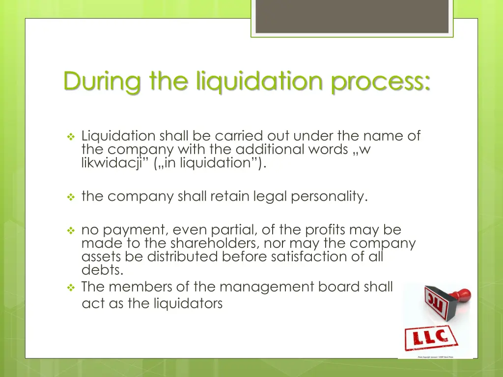 during the liquidation process