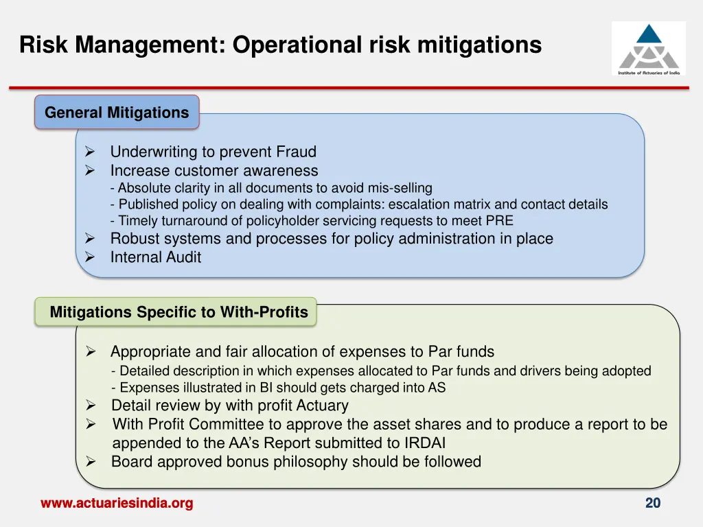 risk management operational risk mitigations