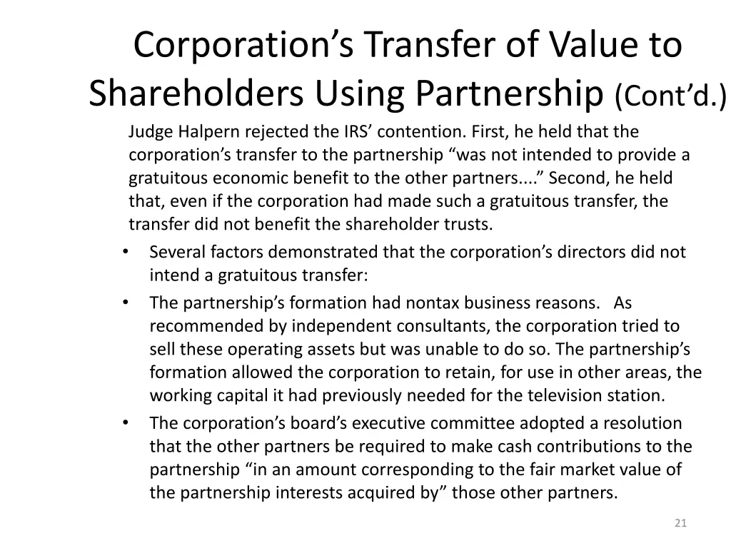 corporation s transfer of value to shareholders 2