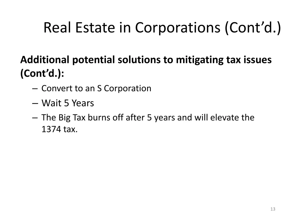 real estate in corporations cont d 10