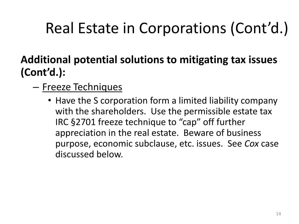 real estate in corporations cont d 11