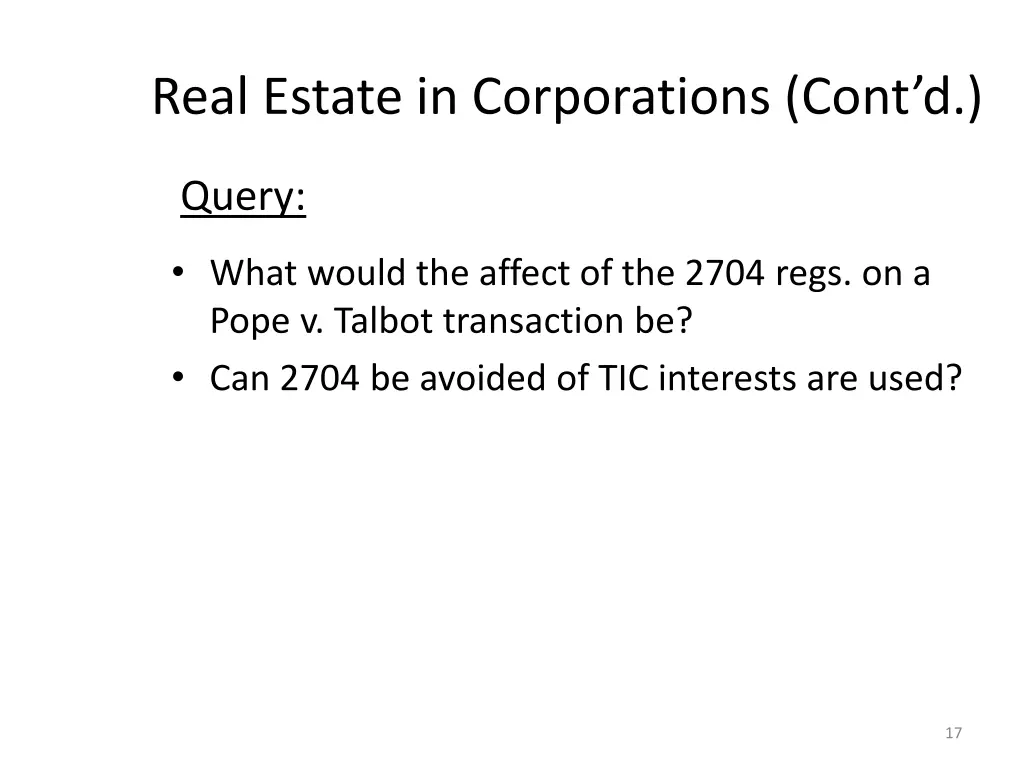 real estate in corporations cont d 14