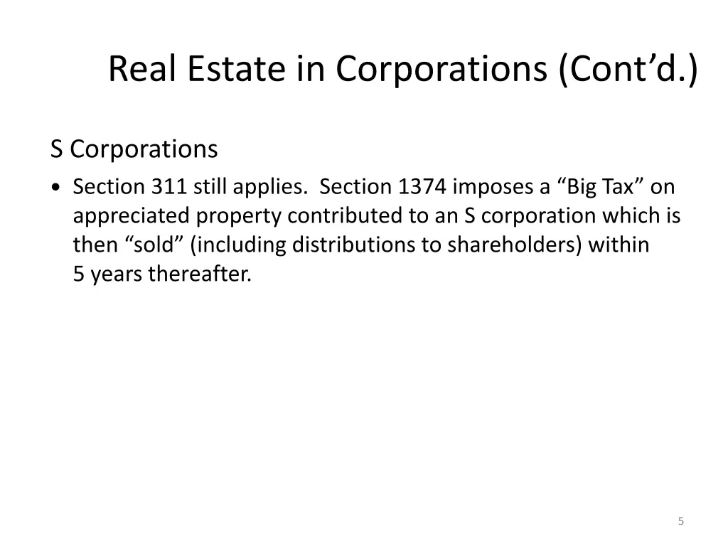 real estate in corporations cont d 2