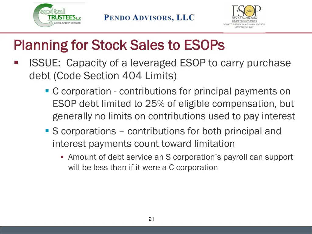 planning for stock sales to esops planning 2