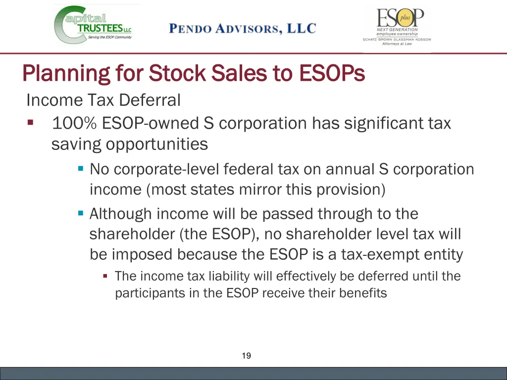 planning for stock sales to esops planning