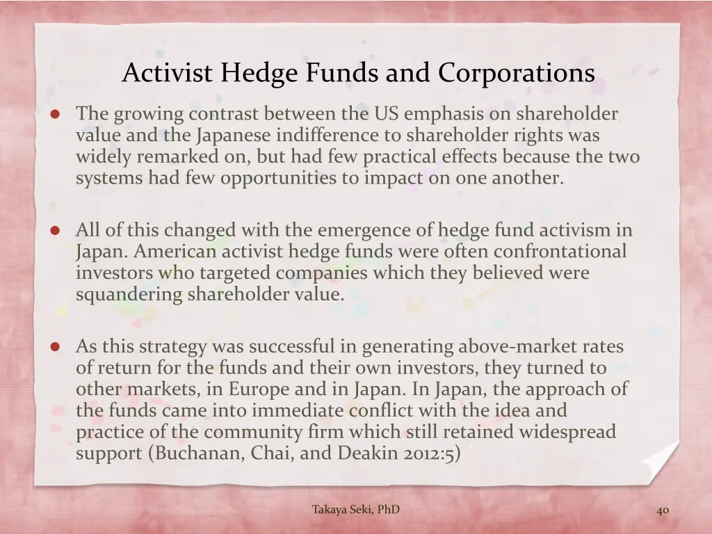 activist hedge funds and corporations