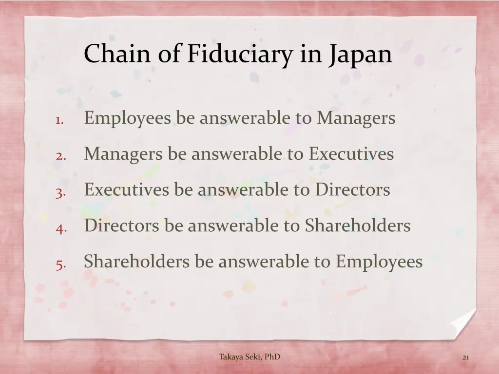 chain of fiduciary in japan