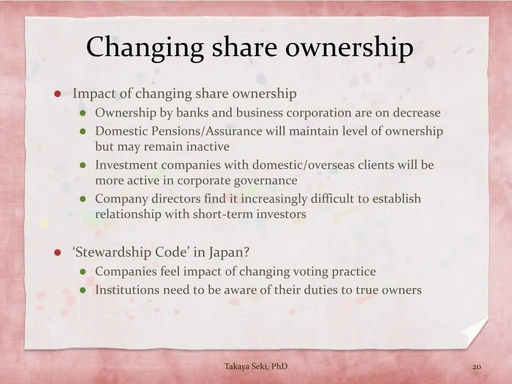 changing share ownership