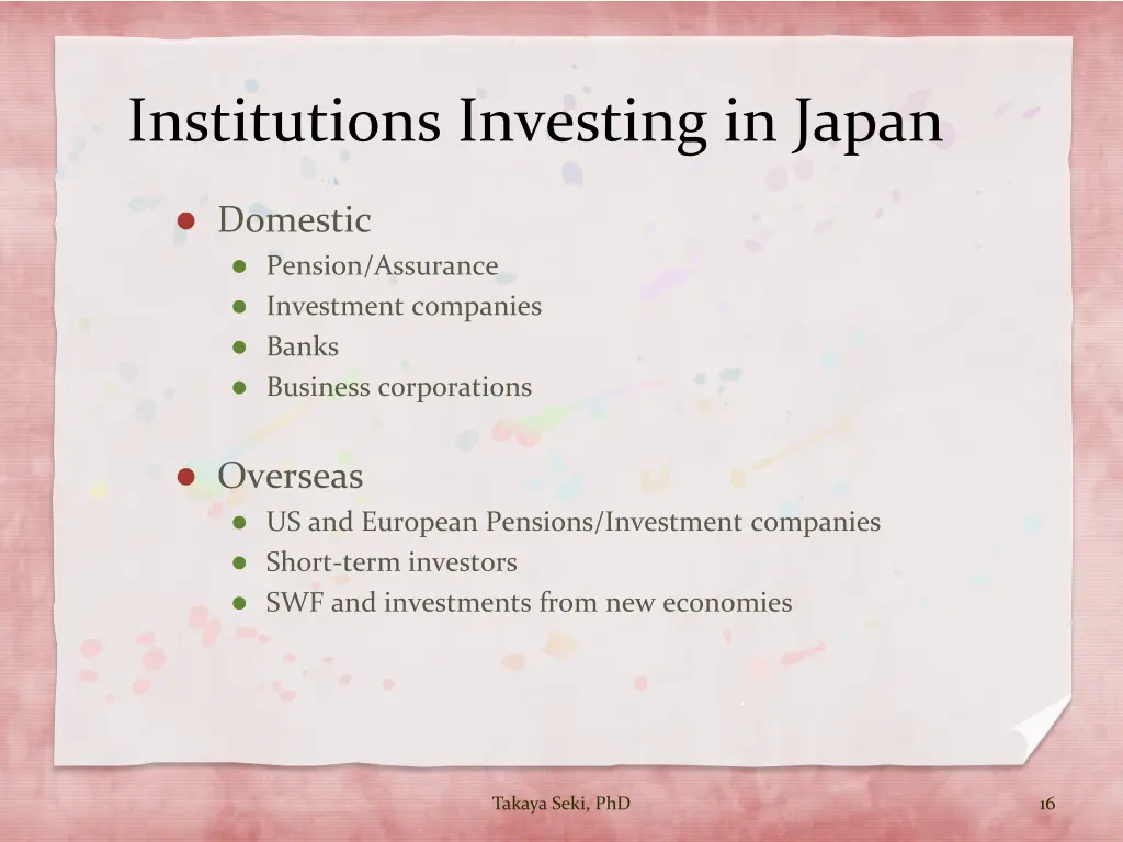 institutions investing in japan