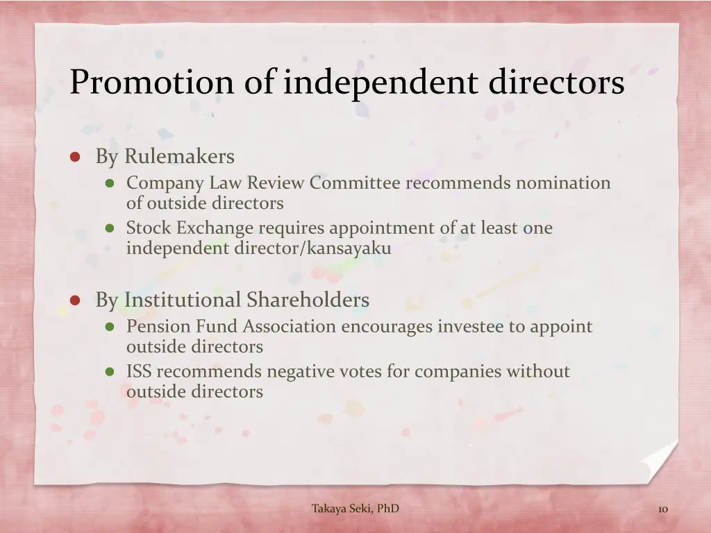 promotion of independent directors