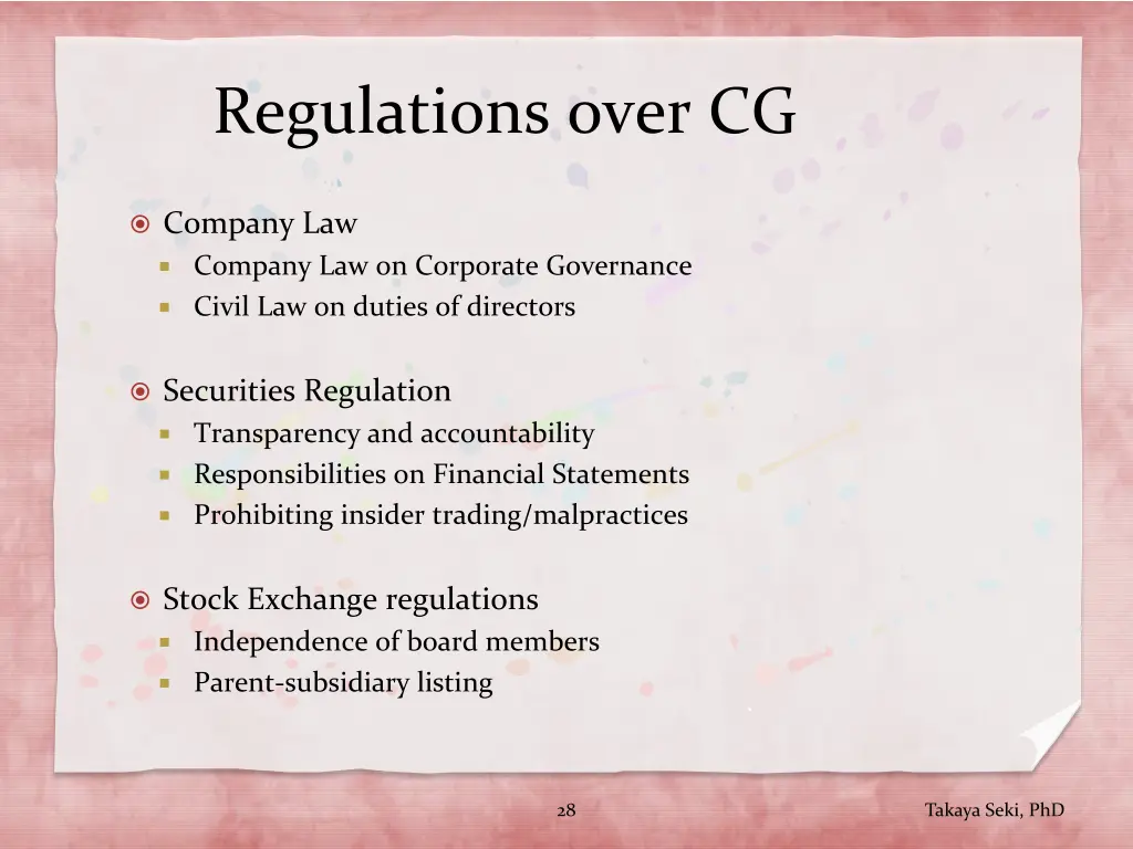 regulations over cg