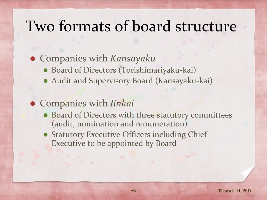 two formats of board structure