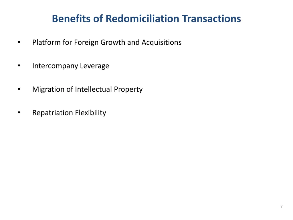 benefits of redomiciliation transactions